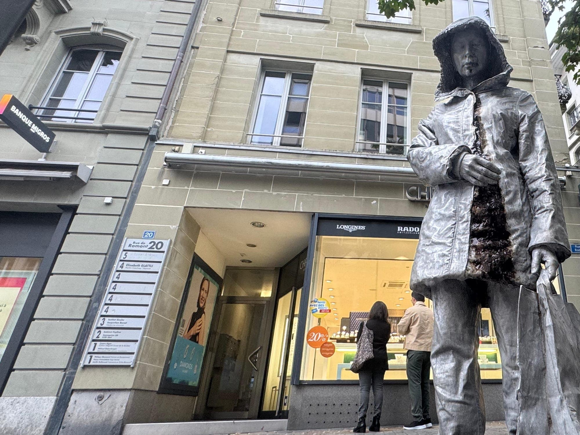 Entrée de l’immeuble de la rue de Romont 20 à Fribourg